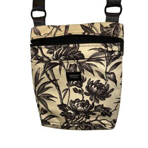 Madison Handbags black white bamboo flower print toile cotton cross body…